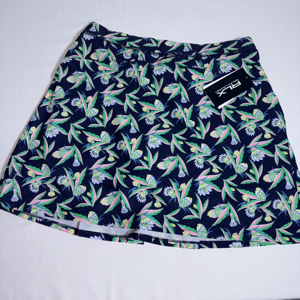 RLX Ralph Lauren Golf tennis skort Small Navy Floral New Pleated Pockets shorts
